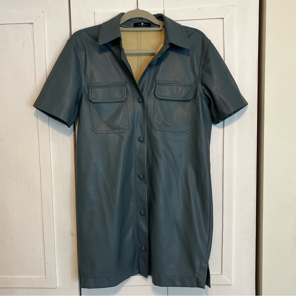 7 For All Mankind Teal Faux Leather Dress